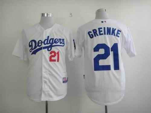 Dodgers #21 Zack Greinke White Cool Base Stitched MLB Jersey