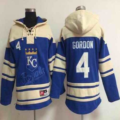 Royals #4 Alex Gordon Light Blue Sawyer Hooded Sweatshirt MLB Hoodie