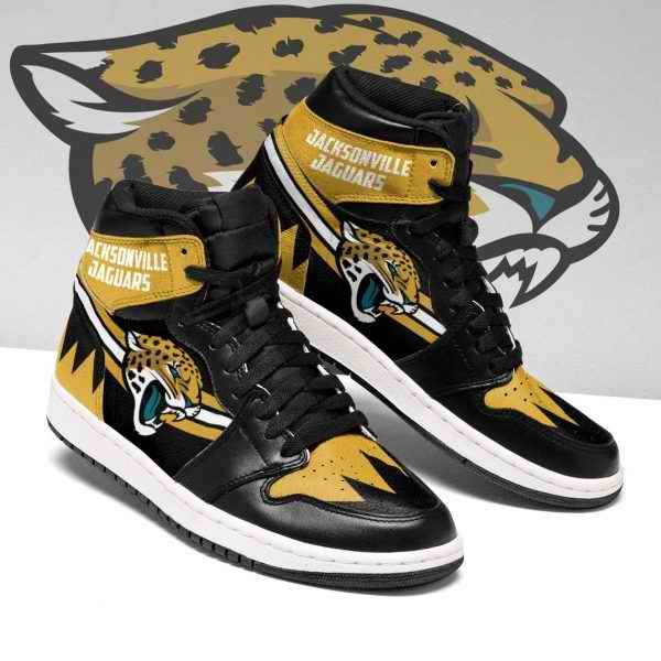 Men's Jacksonville Jaguars High Top Leather AJ1 Sneakers 002