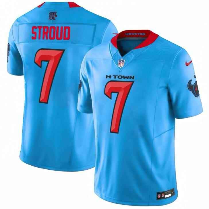 Men's Houston Texans Active Player Custom Blue 2024 Vapor F.U.S.E. Limited Stitched Jersey