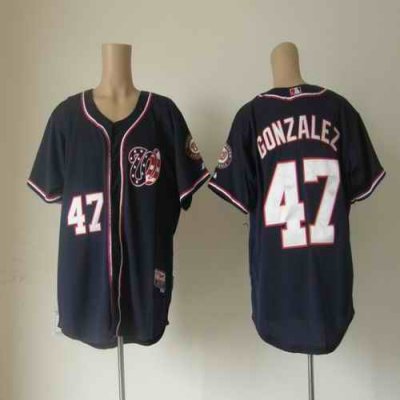 Nationals #47 Gio Gonzalez Navy Blue Cool Base Stitched MLB Jersey