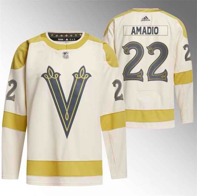 Men's Vegas Golden Knights #22 Michael Amadio Cream 2024 Winter Classic Breakaway  Stitched Jersey