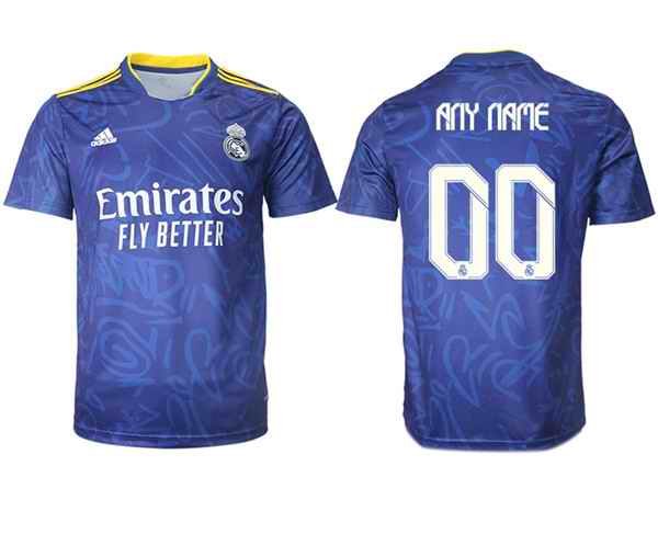 Men's Real Madrid Custom 2021/22 Blue Away Soccer Jersey