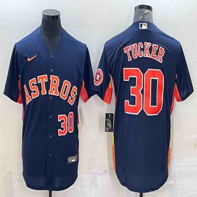 Men's Houston Astros #30 Kyle Tucker Navy With Patch Cool Base Stitched Jersey