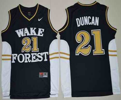 Demon Deacons #21 Tim Duncan Black Basketball Stitched Jersey