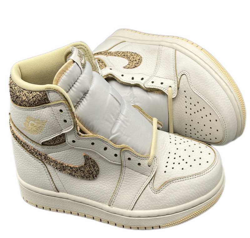 Women's Running Weapon Air Jordan 1 Cream Shoes 0269