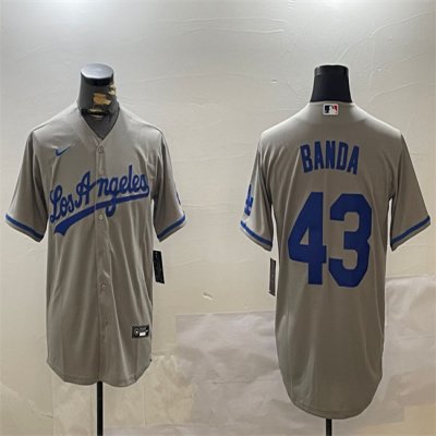 Men's Los Angeles Dodgers #43 Anthony Banda Grey Cool Base Stitched Baseball Jersey