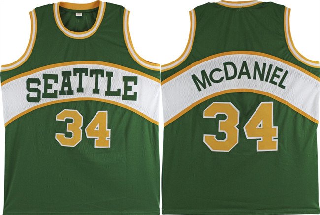 Men's Seattle Supersonics #34 Xavier McDaniel Green Stitched Basketball Jersey