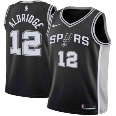 Men's San Antonio Spurs #12 Lamarcus Aldridge Black Icon Edition Swingman Stitched Jersey