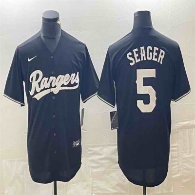 Men's Texas Rangers #5 Corey Seager Black Cool Base Stitched Baseball Jersey