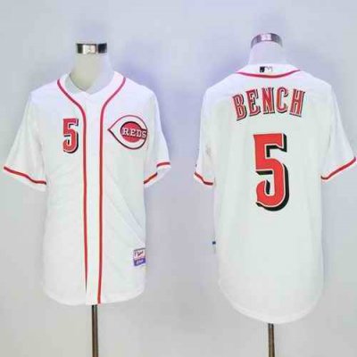 Reds #5 Johnny Bench White Cool Base Stitched MLB Jersey