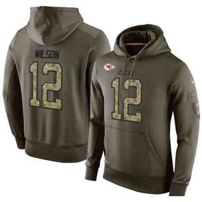 NFL Men's Nike Kansas City Chiefs #12 Albert Wilson Stitched Green Olive Salute To Service KO Performance Hoodie