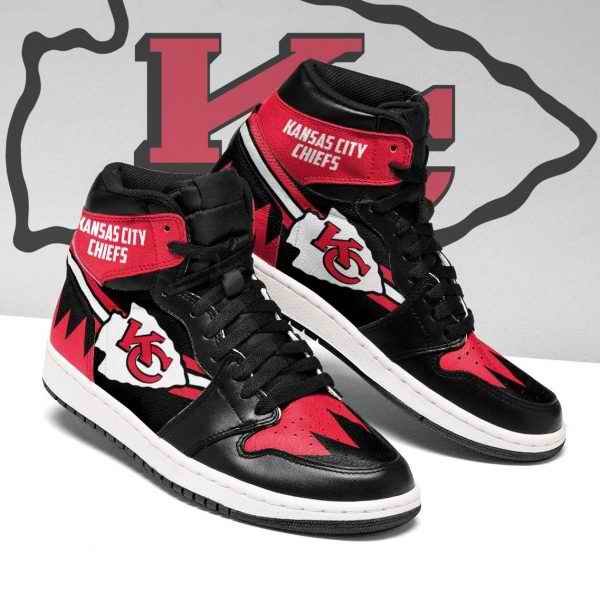 Women's Kansas City Chiefs High Top Leather AJ1 Sneakers 002