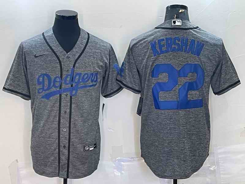 Men's Los Angeles Dodgers #22 Clayton Kershaw Grey Cool Base Stitched Jersey