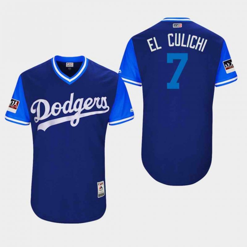 Men's Los Angeles Dodgers #7 Julio Urias EL CULICHI Blue Players Weekend Stitched Jersey