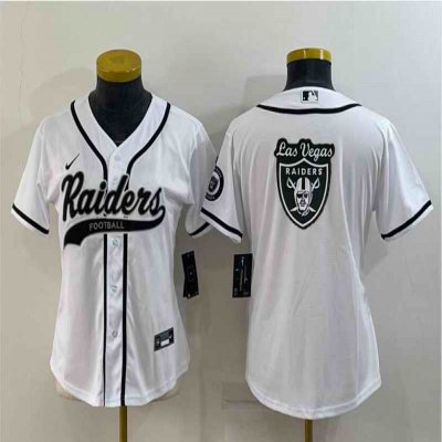 Youth Las Vegas Raiders White Team Big Logo With Patch Cool Base Stitched Baseball Jersey