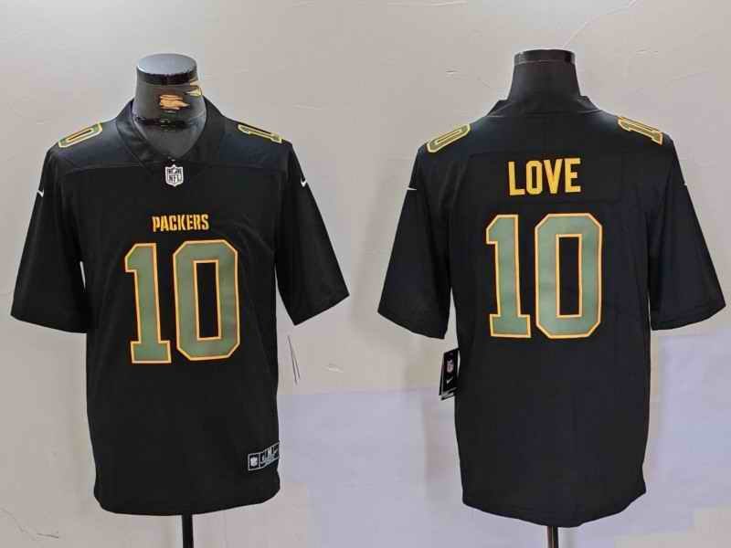 Men's Green Bay Packers #10 Jordan Love Black Fashion Vapor Limited Stitched Football Jersey