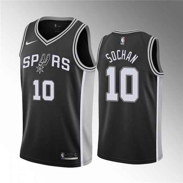 Men's San Antonio Spurs #10 Jeremy Sochan Black Icon Edition Stitched Jersey