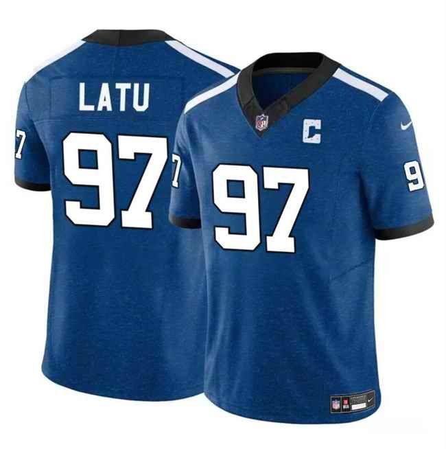 Men's Indianapolis Colts #97 Laiatu Latu Blue 2024 Draft F.U.S.E. Thowback Vapor Limited Stitched Football Jersey