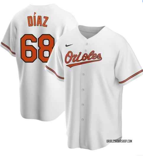 Men's Baltimore Orioles #68 Lewin D'az White Cool Base Stitched Jersey