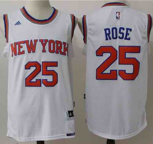 Knicks #25 Derrick Rose White Stitched NBA Jersey