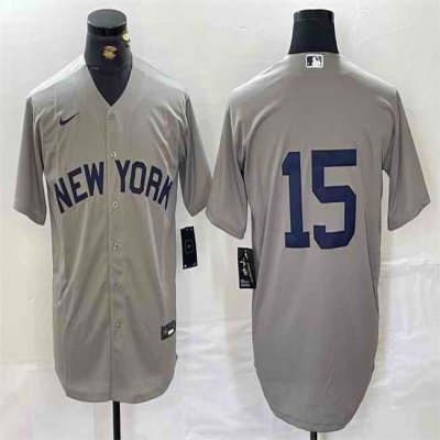 Men's New York Yankees #15 Thurman Munson Grey Cool Base Stitched Baseball Jersey