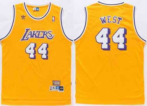 Lakers #44 Jerry West Gold Throwback Stitched NBA Jersey