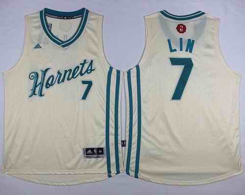 Hornets #7 Jeremy Lin Cream 2015-2016 Christmas Day Stitched NBA Jersey