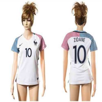 Women's France #10 Zidane Away Soccer Country Jersey