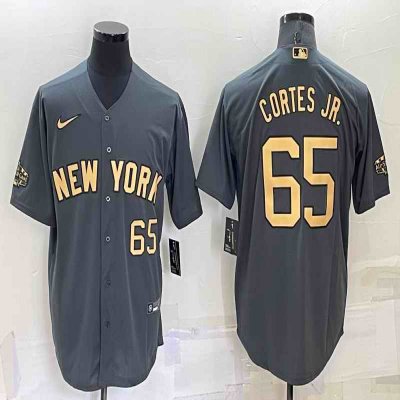 Men's New York Yankees #65 Nestor Cortes Jr. 2022 All-Star Charcoal Cool Base Stitched Baseball Jersey