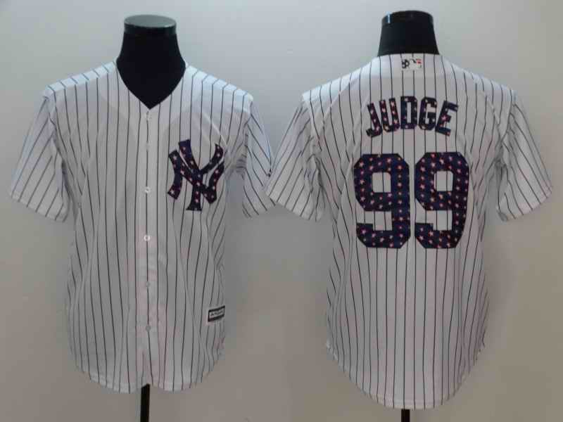 Men's MLB New York Yankees #99 Aaron Judge White 2018 Stars & Stripes Cool Base Stitched Jersey