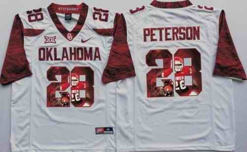 Sooners #28 Adrian Peterson White Player Fashion Stitched NCAA Jersey