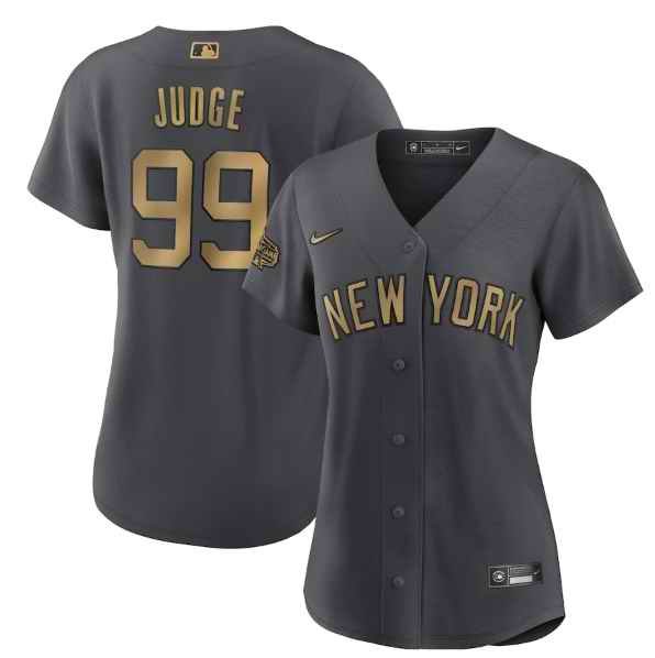 Women's New York Yankees #99 Aaron Judge 2022 All-Star Charcoal Stitched Baseball Jersey(Run Small)