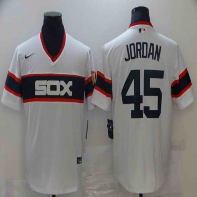 Men's Chicago White sox #45 Michael Jordan White Throwback Stitched Jersey