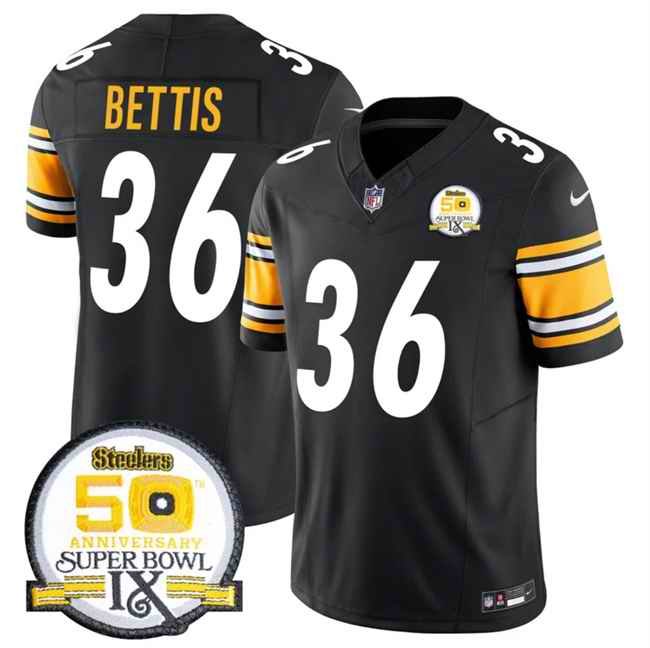 Men's Pittsburgh Steelers #36 Jerome Bettis Black 2024 F.U.S.E. 50th Anniversary Of Super Bowl IX Alternate Vapor Untouchable Limited Stitched Jersey