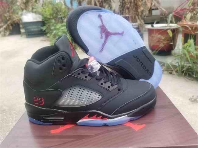 Men's Running Weapon Air Jordan 5 Black Shoes 079