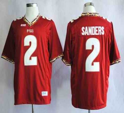 Seminoles #2 Deion Sanders Red New Stitched NCAA Jersey