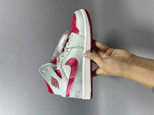 Men's Running Weapon Air Jordan 1 Grey/Red Shoes 0706