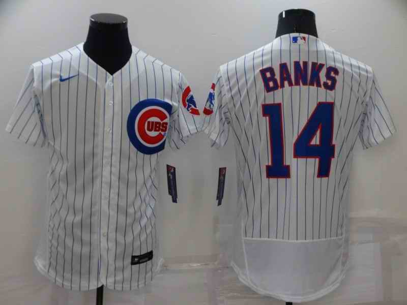 Men's Chicago Cubs #14 Ernie Banks White Flex Base Stitched Jersey