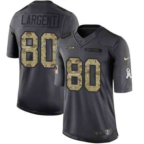 Nike Seahawks #80 Steve Largent Black Men's Stitched NFL Limited 2016 Salute to Service Jersey