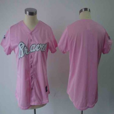 Braves Blank Pink Women's Fashion Stitched MLB Jersey