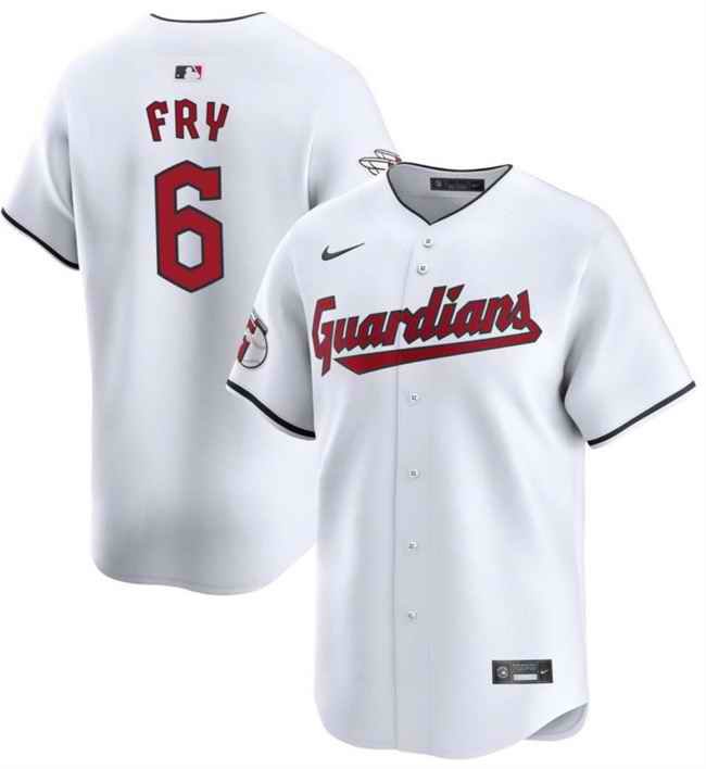 Men's Cleveland Guardians #6 David Fry White Cool Base Stitched Baseball Jersey