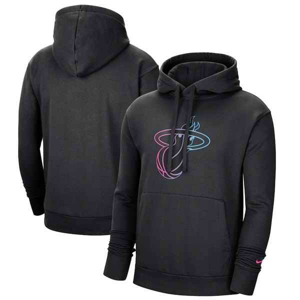 Men's Miami Heat 2021 Black City Edition Essential Logo Fleece Pullover Hoodie