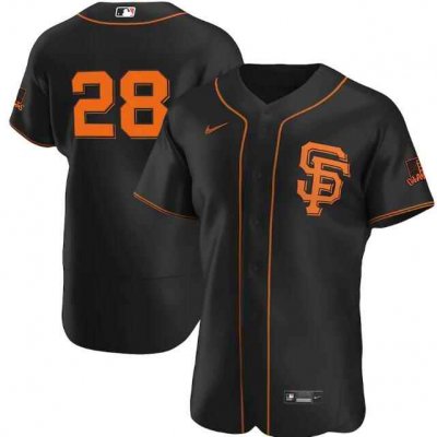 Men's San Francisco Giants #28 Buster Posey Black Flex Base Stitched Jersey