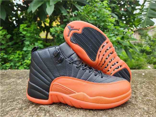 Men's Running weapon Air Jordan 12 Black/Orange Shoes 044