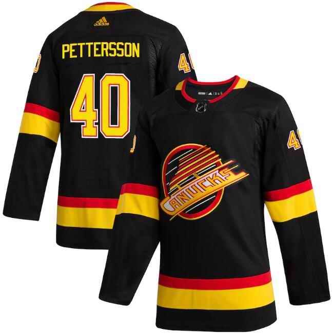 Men's Vancouver Canucks #40 Elias Pettersson Black Stitched NHL Jersey