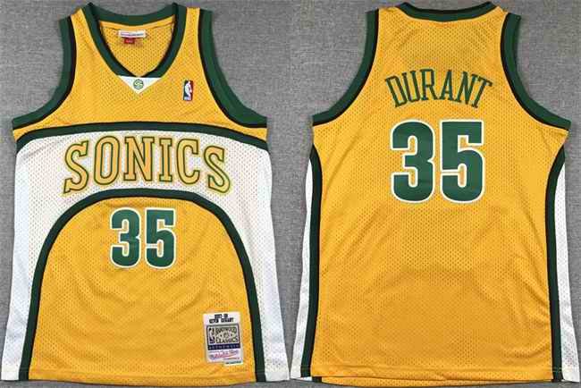 Youth Oklahoma City Thunder #35 Kevin Durant Yellow Stitched Basketball  Jersey