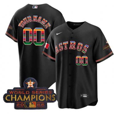 Men's Houston Astros Customized Black 2022 Mexico World Series Champions Cool Base Stitched Baseball Jersey