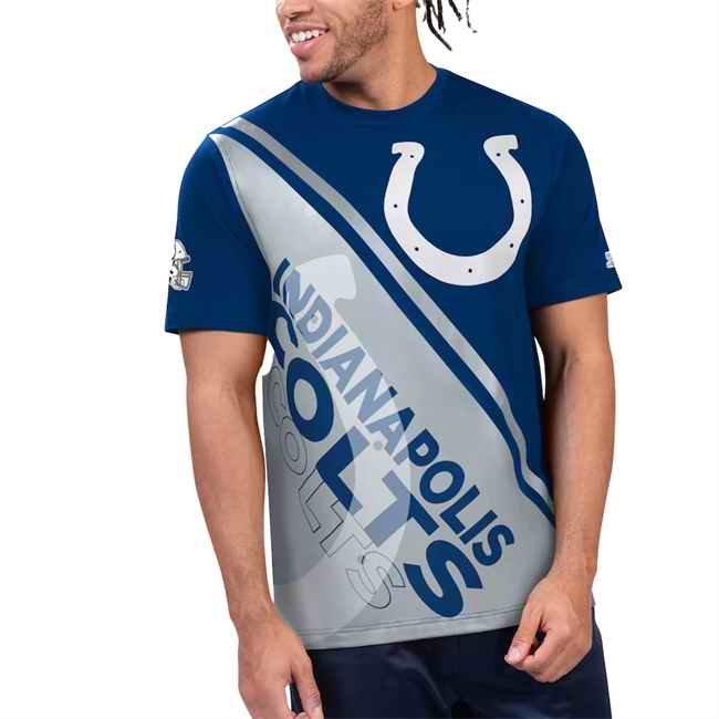 Men's Indianapolis Colts Royal/White Finish Line Extreme Graphic T-Shirt