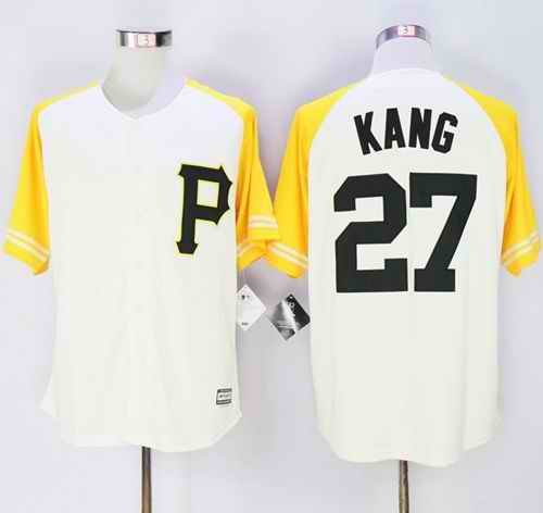 Pirates #27 Jung-ho Kang Cream/Gold Exclusive New Cool Base Stitched MLB Jersey